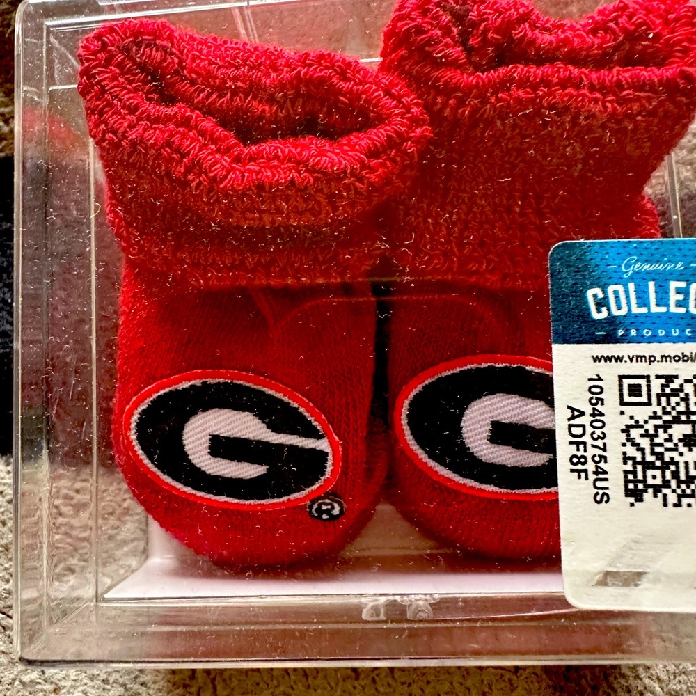 UGA Georgia Bulldogs baby booties